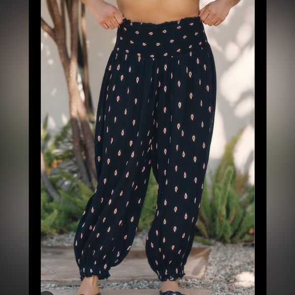 By Anthropologie Smocked Gauze Pants - Picture 3 of 5